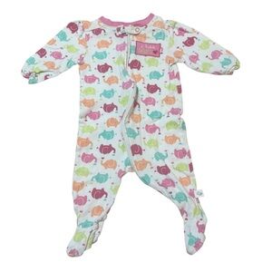 First Moments Footie Sleeper Pajamas Zipper Elephants Baby Girl 6 months